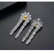 Feather Crystal Silverplated Earrings