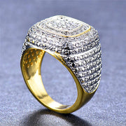 Gorgeous Male White Zircon Engagement Ring 14KT Yellow Gold Big Stone Rings For Men Vintage Wedding Rings