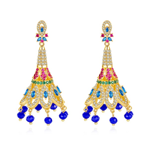 Gemstone Blue Fashion Women Jhumki Earrings