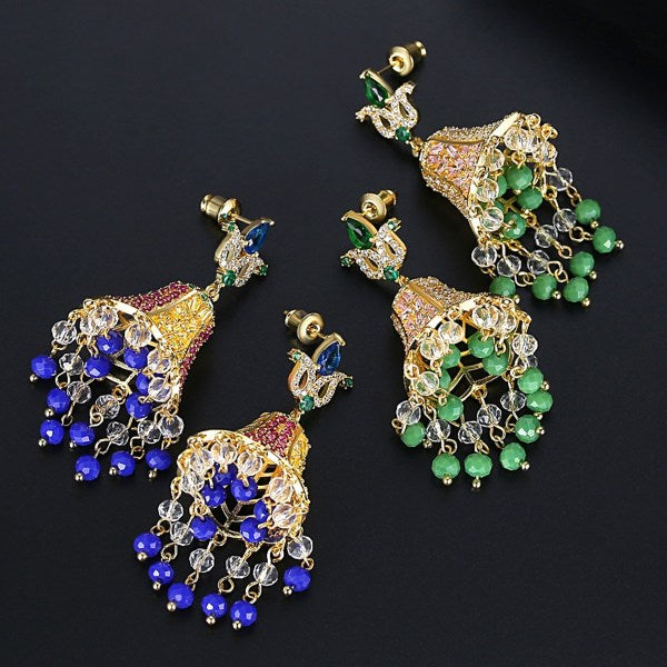 Gemstone Fashion Women Jhumki Earrings