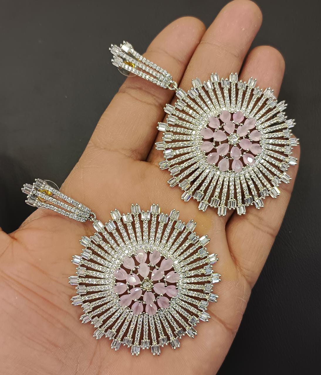 Get Beautiful Round Silver Crystal Earrings