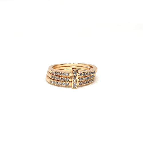 Goldplated 3 Lines Stones Ring