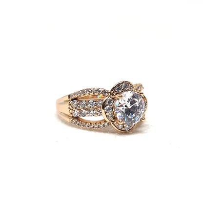 Goldplated Crystal Big Silver Stones Ring