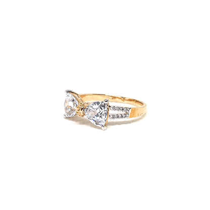 Goldplated Crystal Bow Style Ring