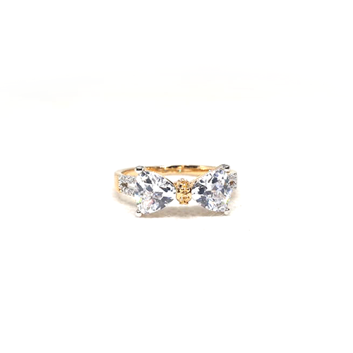 Goldplated Crystal Bow Style Ring