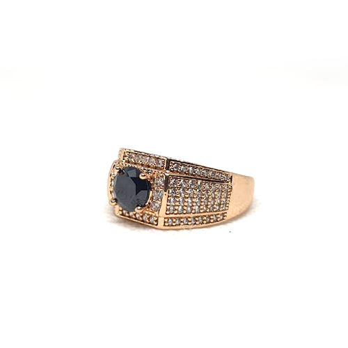 Goldplated Mens Black with White Stones Ring