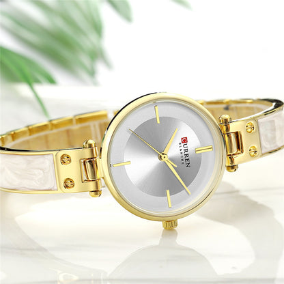 CURREN Stainless Steel Classic Wrist Watch – White Gold - Eshaal Fashion