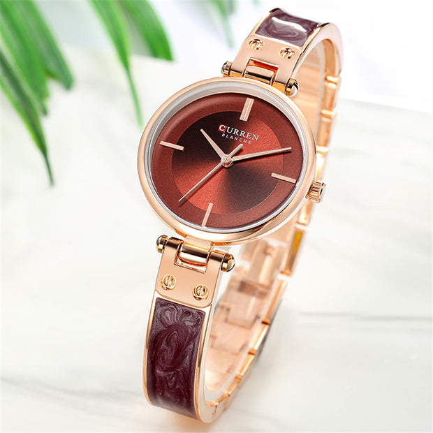 CURREN Stainless Steel Classic Wrist Watch – BROWN COPPER - Eshaal Fashion
