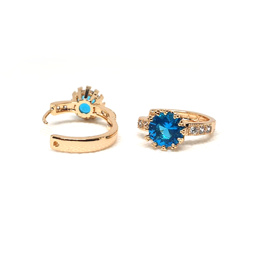 Creative Goldplated Blue Crystal Small Earrings - Eshaal Fashion