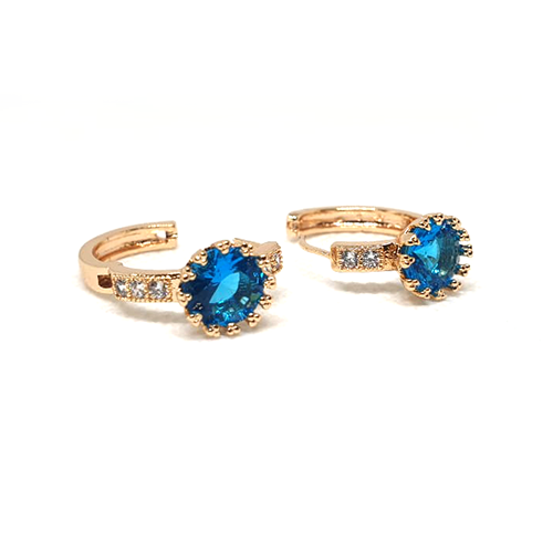 Creative Goldplated Blue Crystal Small Earrings - Eshaal Fashion