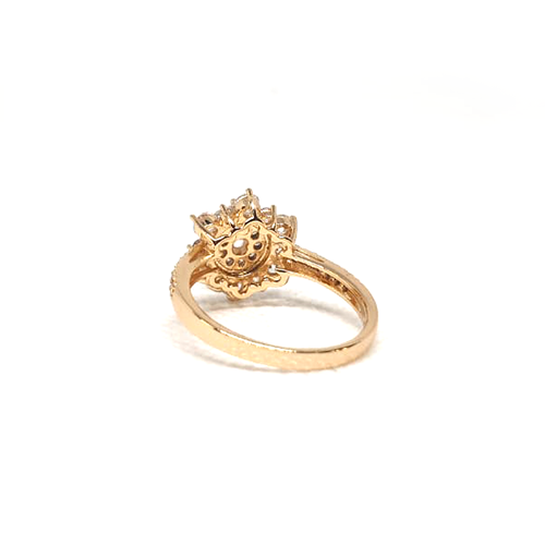 Goldplated Floral Style Silver Stones Ring
