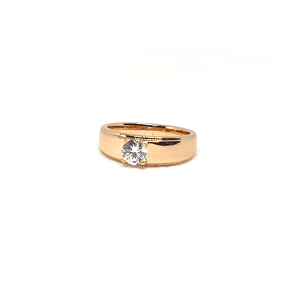 Goldplated Crystal  Single Stone Goldplated Ring For Men And Women