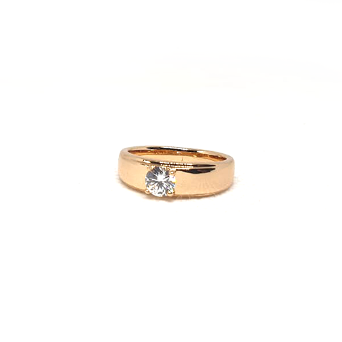 Goldplated Crystal  Single Stone Goldplated Ring For Men And Women