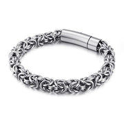 Linked Silver Plated Stainless Steel Men Bracelet