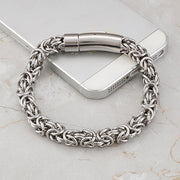 Linked Silver Plated Stainless Steel Men Bracelet