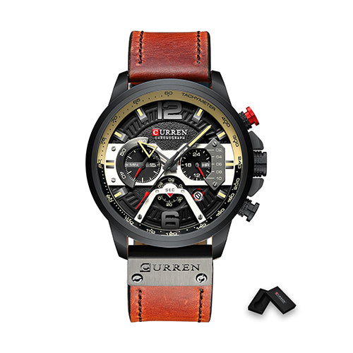 New Curren Black with Brownish Red Men Watch