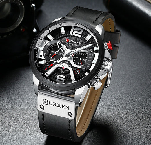 New Curren Black with Silver Men Watch