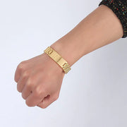 Personalized ID Men Bracelet Gold-color Stainless Steel DIY Engraving Words Chain Link Bracelet