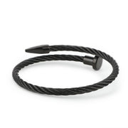 Rope String Black Stainless Steel Men Bracelet