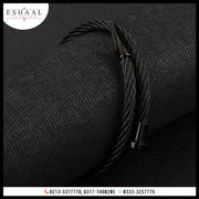 Rope String Black Stainless Steel Men Bracelet