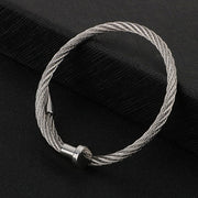Rope String Silver Stainless Steel Bracelet For Men