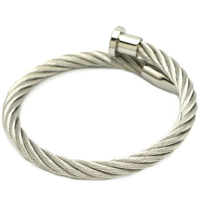 Rope of Hope Silver Stainless Steel Men Bracelet