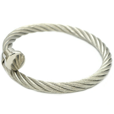 Rope of Hope Silver Stainless Steel Men Bracelet