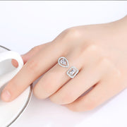 Silver Plated 2 Side Crystal Sone Ring For Women