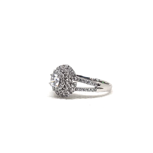 Silver Plated Crystal Stones Ring For Women