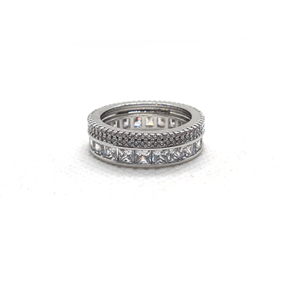 Silver Plated Round Ring with Crystal Stones