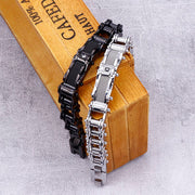 SilverPlated Bike Chain Style Stainless Steel Men Bracelet