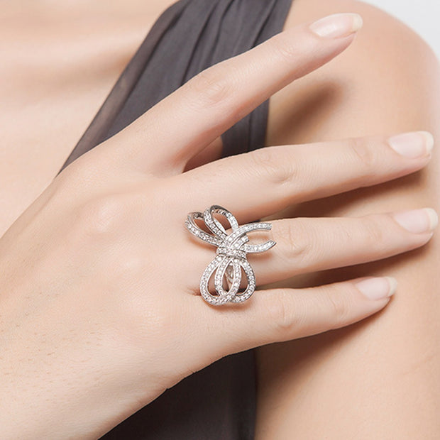 Stunning Knot Style Silver Plated Ring For Women