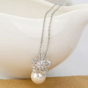Stunning Pearl Crystal Pendant Necklace Chain