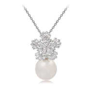 Stunning Pearl Crystal Pendant Necklace Chain