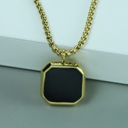 Goldplated Square Style Men Women Necklace Pendant with Chain