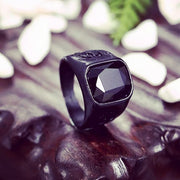 Men's Reality Black Stone Ring - Stainless Steel