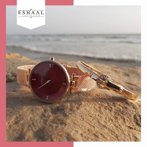 Copper Gold Watch Bracelet By Eshaal - Eshaal Fashion