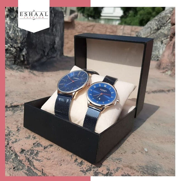 Curren Blue Couple Watches - Eshaal Fashion
