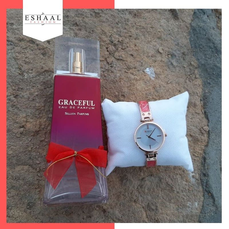 Combo of Curren Stainless Steel Watch and Graceful Perfume - Eshaal Fashion