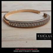 Gold Plated Zircons Layered Bangle Stainless Steel