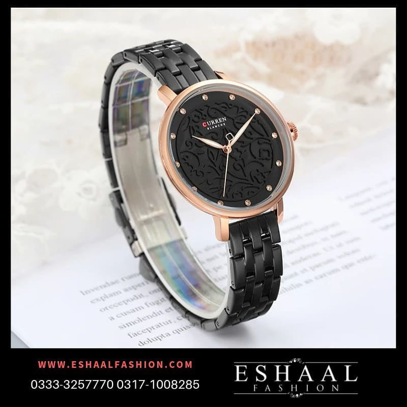 CURREN Luxury Female Wrist Watch Girl Clock – Black - Eshaal Fashion