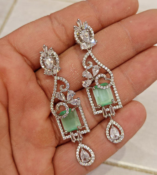 Get Elegant Green Zircon Earrings