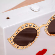 Get Acrylic Rhinestone Cute Sunglasses Long Chain Clutch Bag