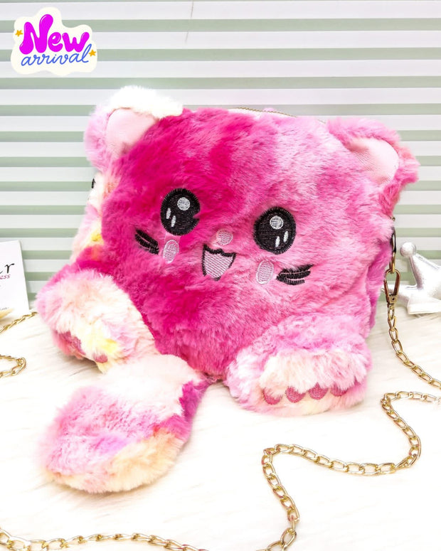 Get Cute Plush Cat Furr Crossbody Bags