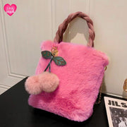 Fluffy Fur Bucket Style Girls Crossbody Bags