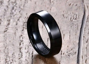 Men Thin Black lane Tungsten Ring