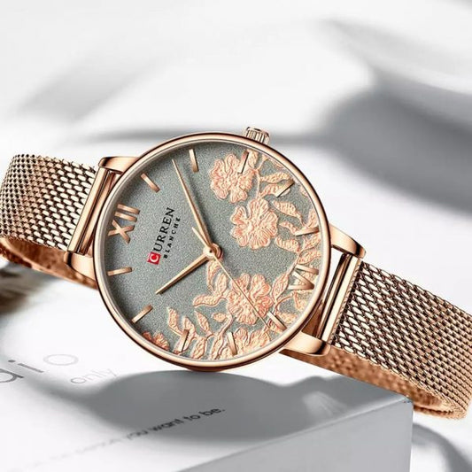 CURREN Stainless Steel Wristwatch for Women Rose Clock – COPPER - Eshaal Fashion