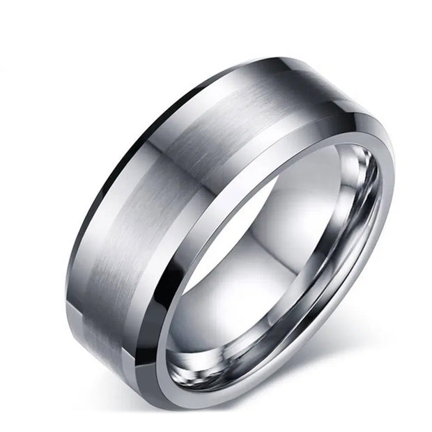 Men Thick Silver Highway Tungsten Ring