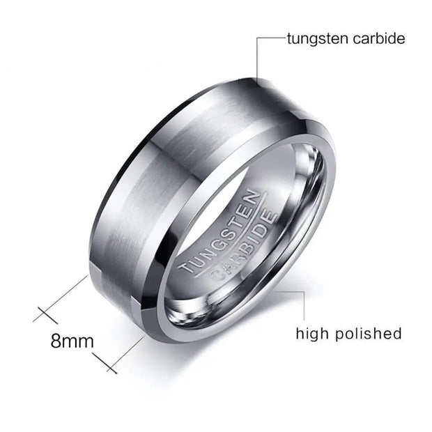 Men Thick Silver Highway Tungsten Ring