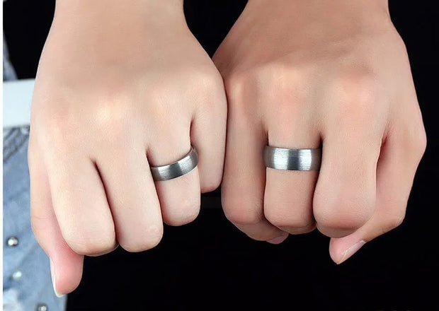 Couples Thick Grey Band Tungsten Ring - Eshaal Fashion
